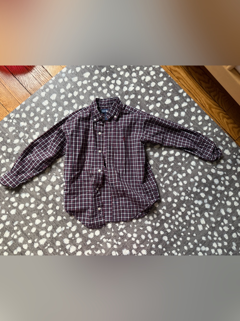 Ralph Lauren Boys Burgundy Plaid Button-Down Shirt - Size 4